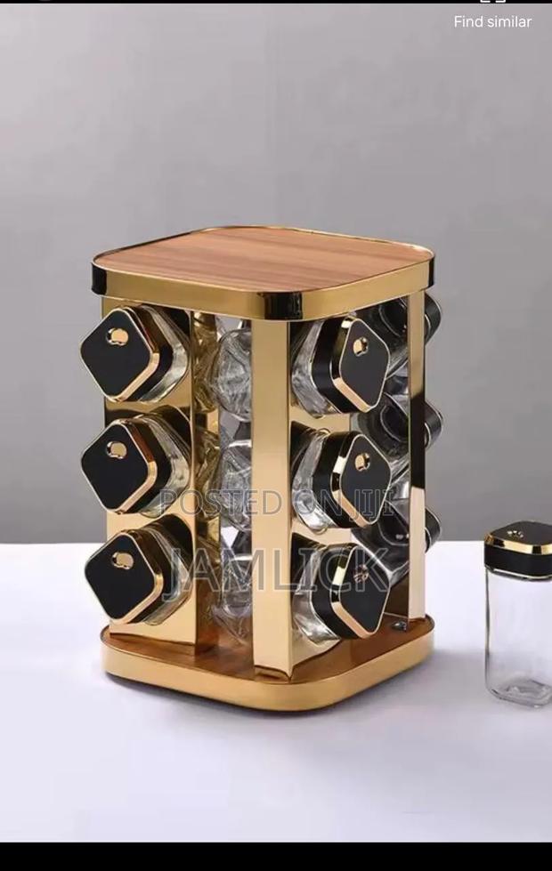 12pcs Marble Spice Rack With Wooden Top - Jm