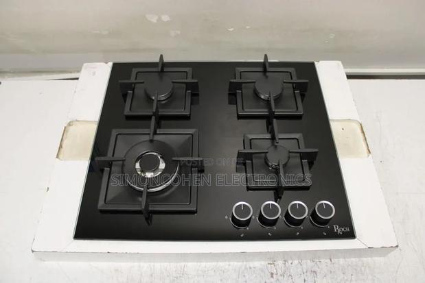 Roch 4 Burner Black Inbuilt Gas Cooker With Cast Iron Grid