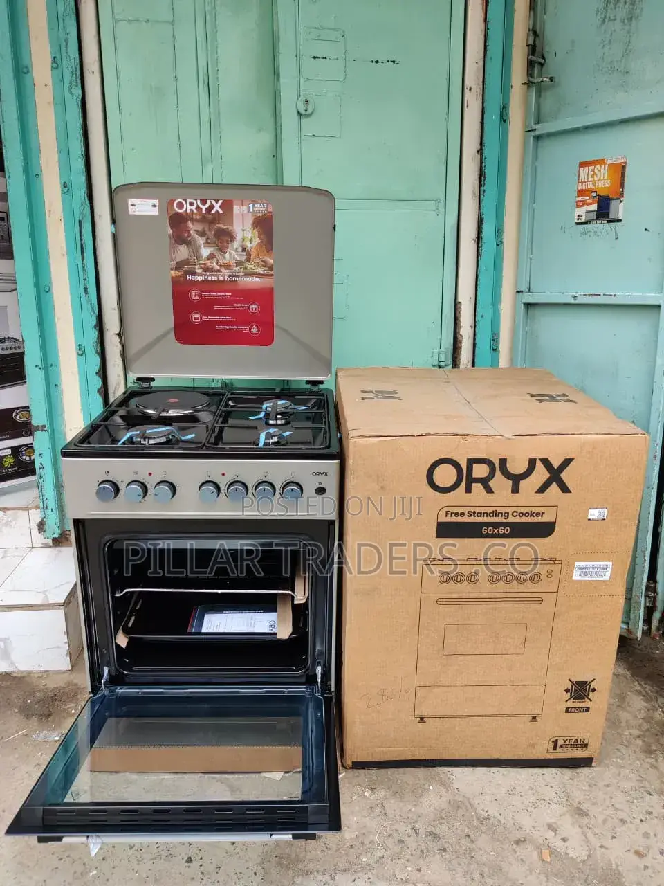 Oryx 60x60 Free Standing Cooker – 3 Gas + 1 Electric Plate