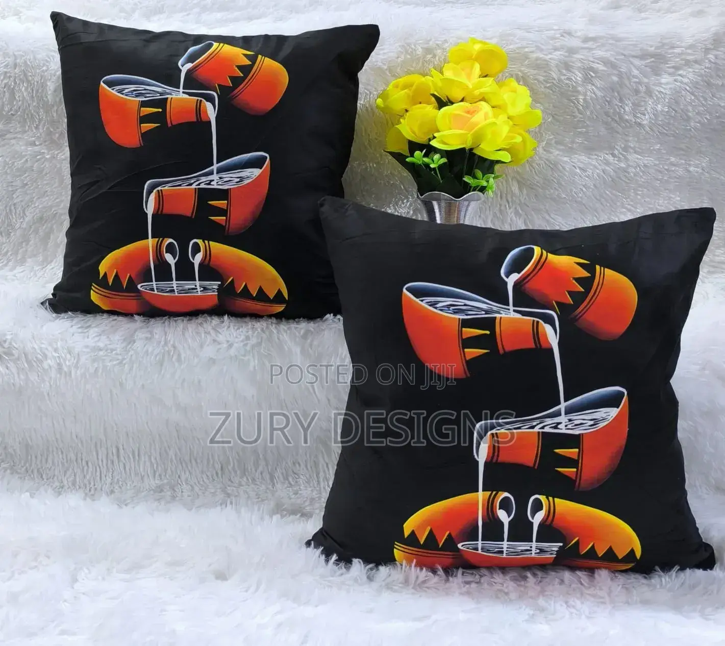 Throw Pillows ✓Size 18" ×18" ✓ Printed in Gold, African, Bible Vases.