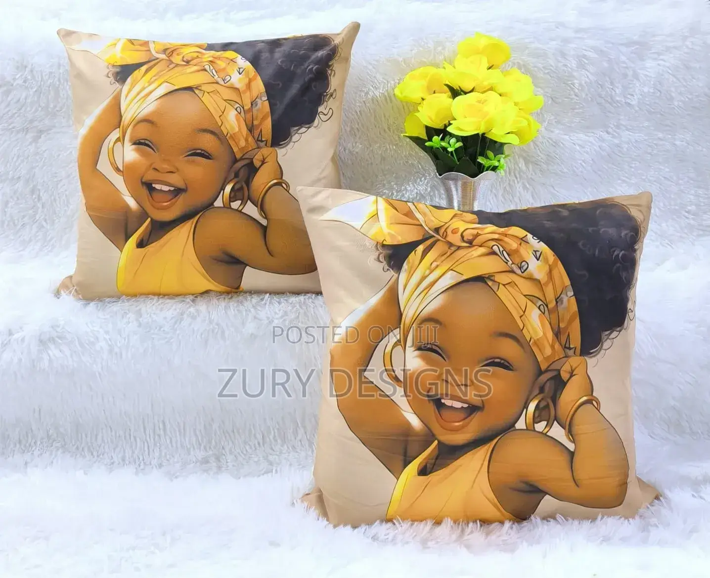 Throw Pillows ✓Size 18" ×18" ✓ Printed in Gold, African, Bible Vases.