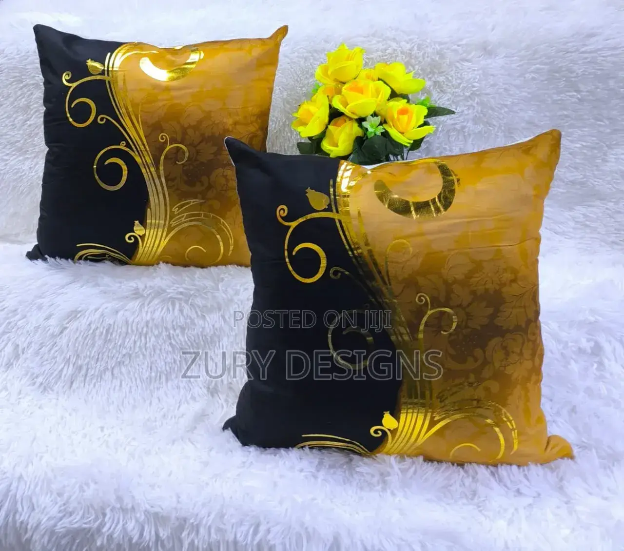 Throw Pillows ✓Size 18" ×18" ✓ Printed in Gold, African, Bible Vases.