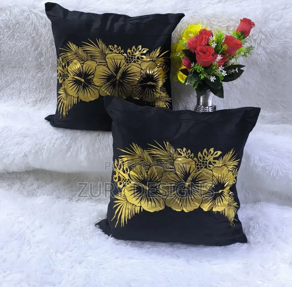 Throw Pillows ✓Size 18" ×18" ✓ Printed in Gold, African, Bible Vases.