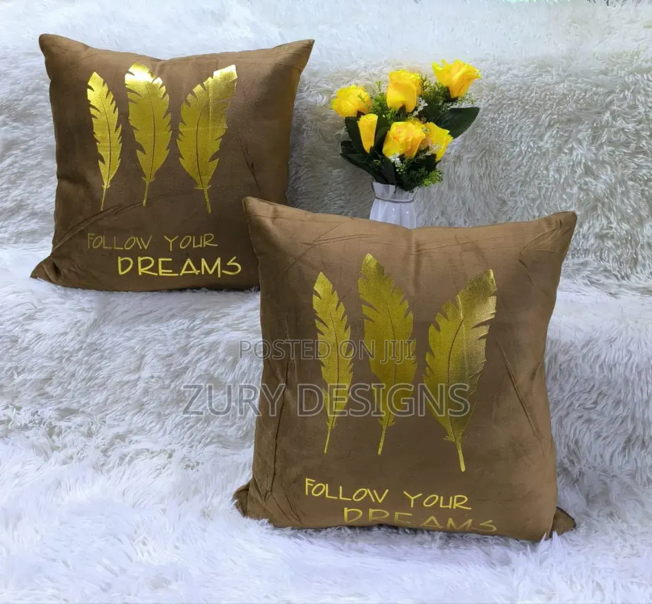 Throw Pillows ✓Size 18" ×18" ✓ Printed in Gold, African, Bible Vases.