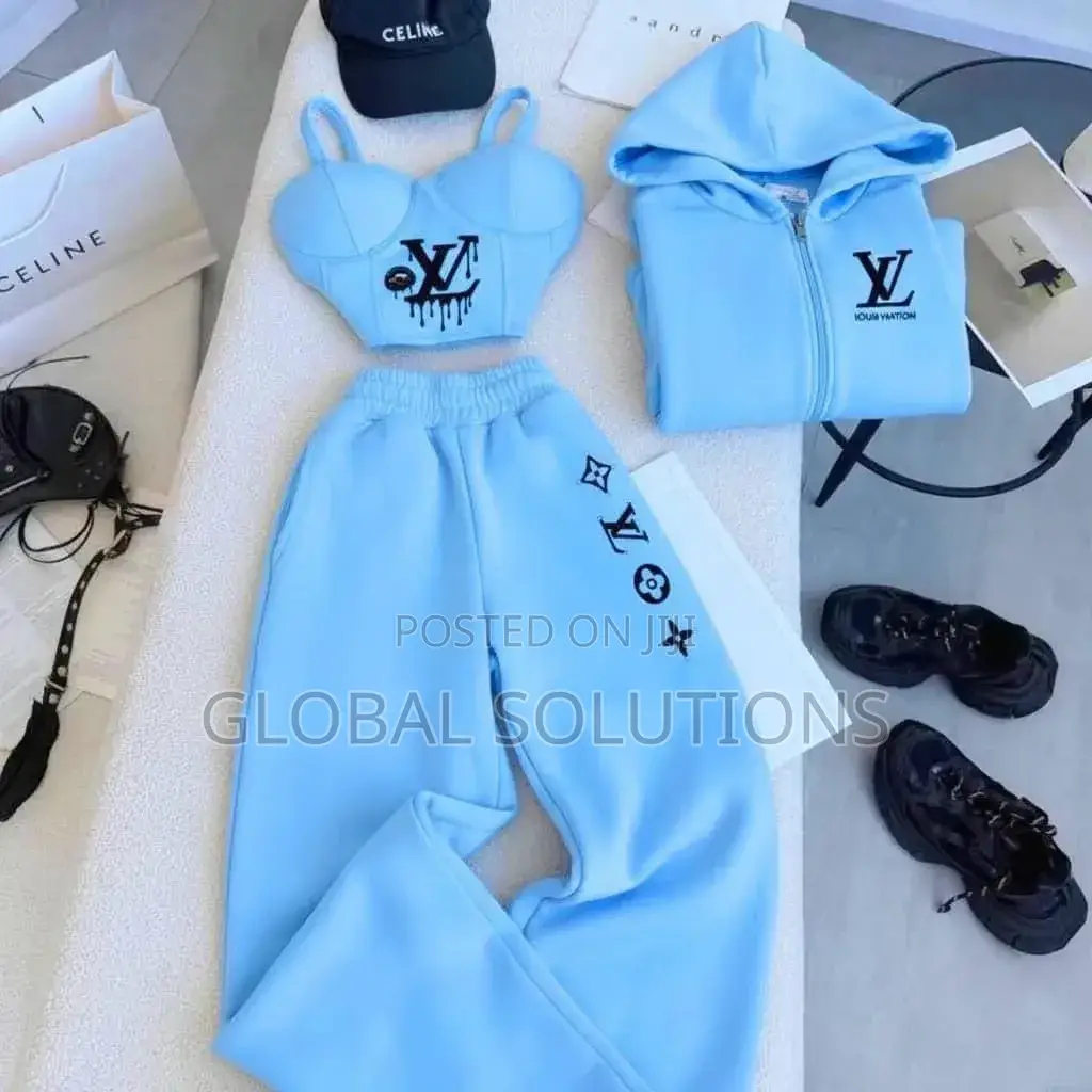 Fancy 3-Piece Light Blue Fleece Sweatset