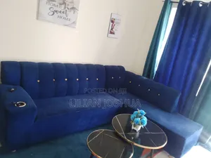Blue 6 Seater L Shaped Has Been Used for Six Months Almost New ,