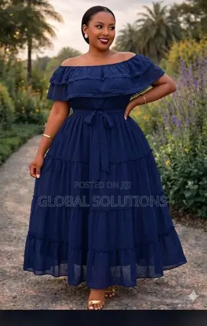Tiered Off-the-Shoulder Maxi Dress With a Belt