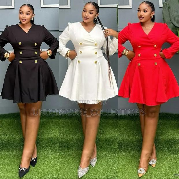 Girlie Double Breast Plain Coloured Dresses - main view