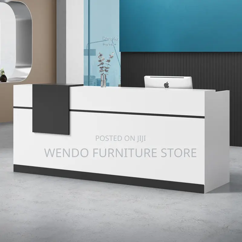 Office Desk : G6 Modern White And Black Melamine Reception Desk,