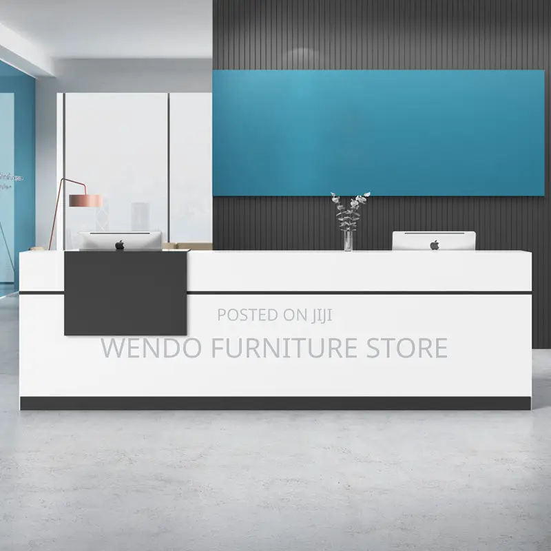 Office Desk : G6 Modern White And Black Melamine Reception Desk,