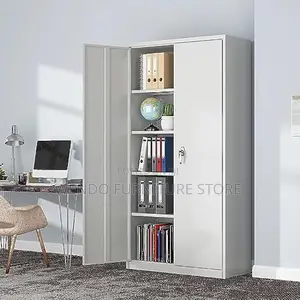 Office Cabinet : White 2-Door Metallic Office Filing Cabinet