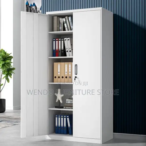 Office Cabinet : White 2-Door Metallic Office Filing Cabinet