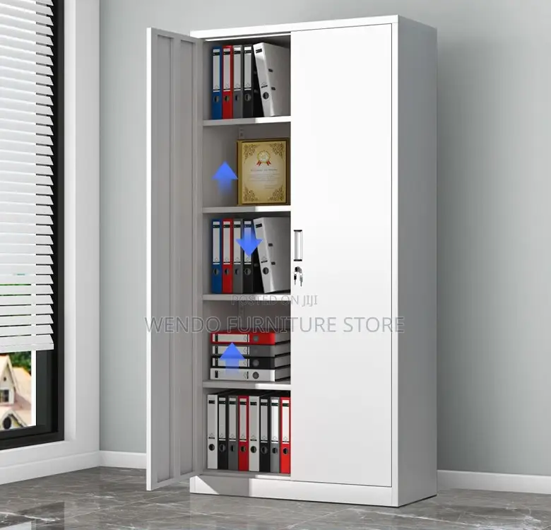 Office Cabinet : White 2-Door Metallic Office Filing Cabinet
