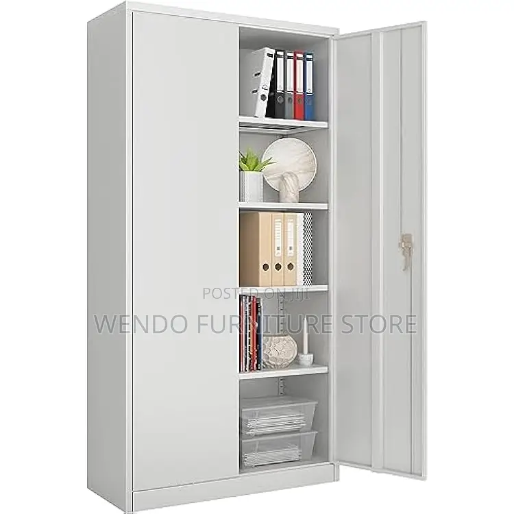 Office Cabinet : White 2-Door Metallic Office Filing Cabinet
