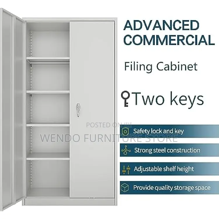 Office Cabinet : White 2-Door Metallic Office Filing Cabinet