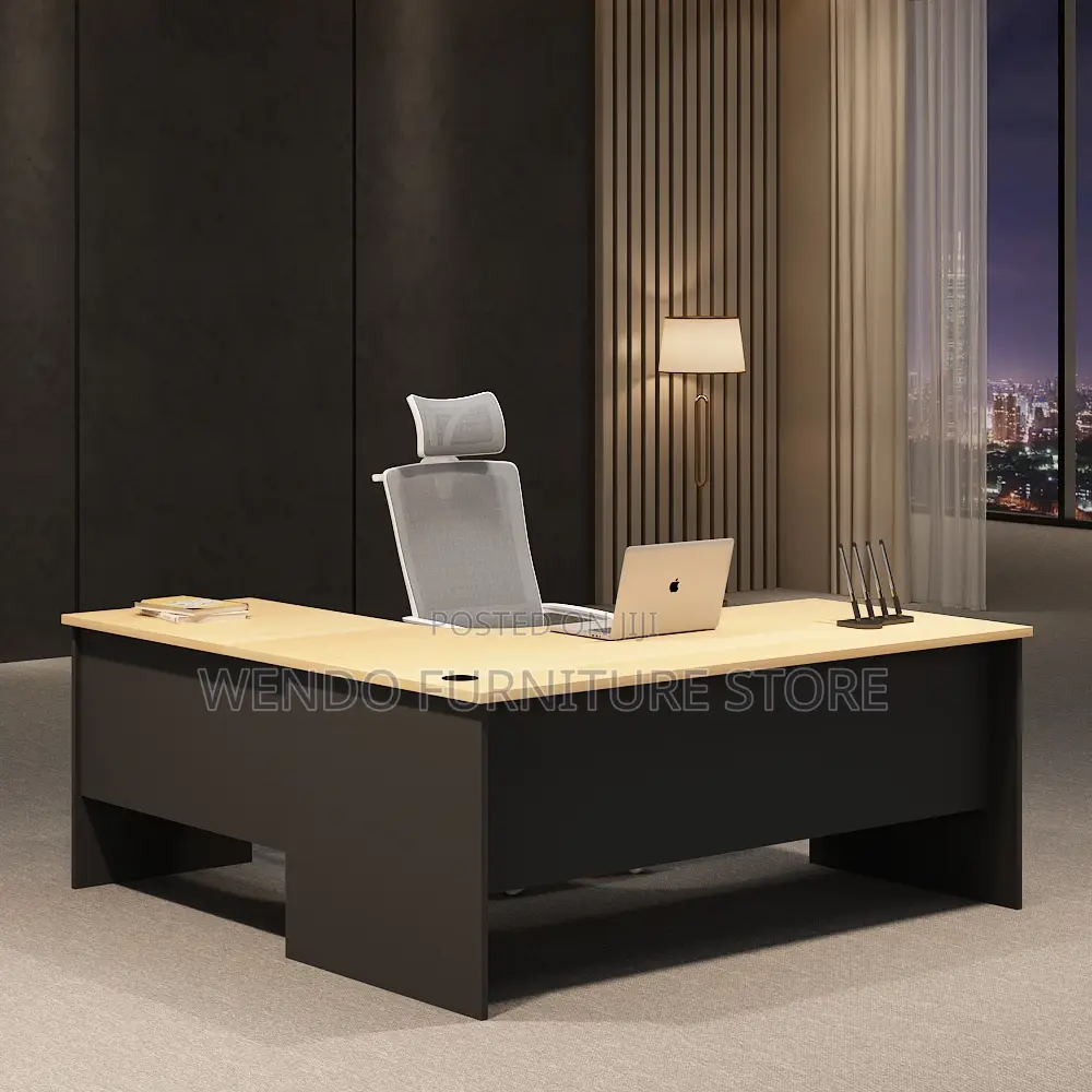 Office Desk : Modern 120cm L-Shaped Executive Office Desk