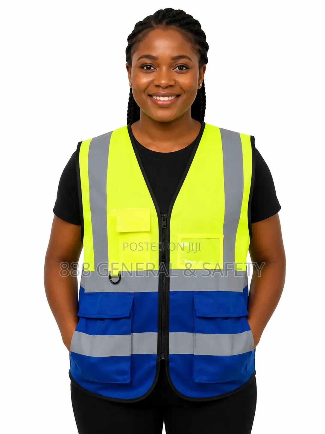 Reflector Jacket-vest Multi-pocket Reflective Safety Vest Green & Blue