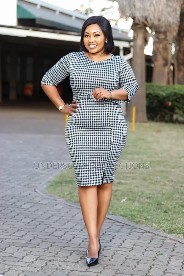 black strapless bodycon midi dress Preppy Rose Pink Tartan Plaid Check Bodycon Dress S main image 1