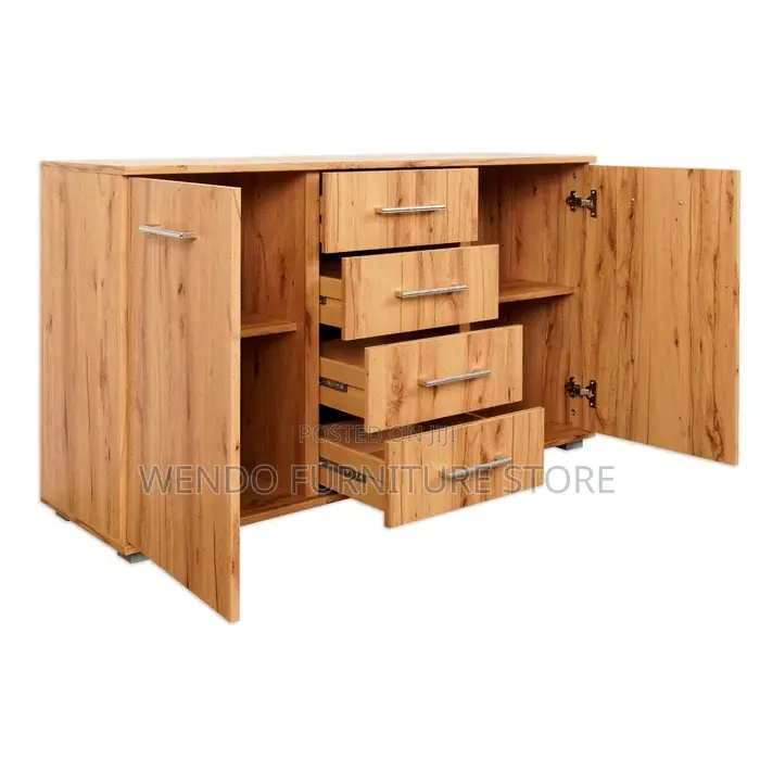 Cabinet : Modern Walnut Wood Office Credenza With Drawers and Cabinets