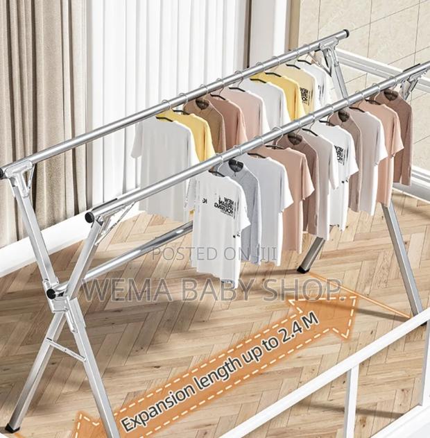 Telescopic/Retractable/Foldable Stainless Steel Laundry Rack. - thumbnail 2