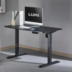 Office Desk : 1.6m Black Motorized Sit-Stand Desk