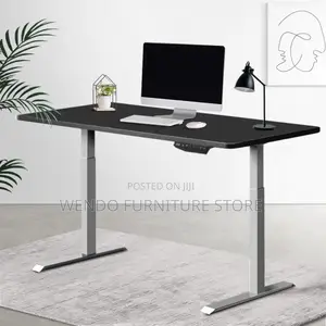 Office Desk : 1.6m Black Motorized Sit-Stand Desk