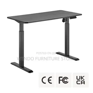 Office Desk : 1.6m Black Motorized Sit-Stand Desk