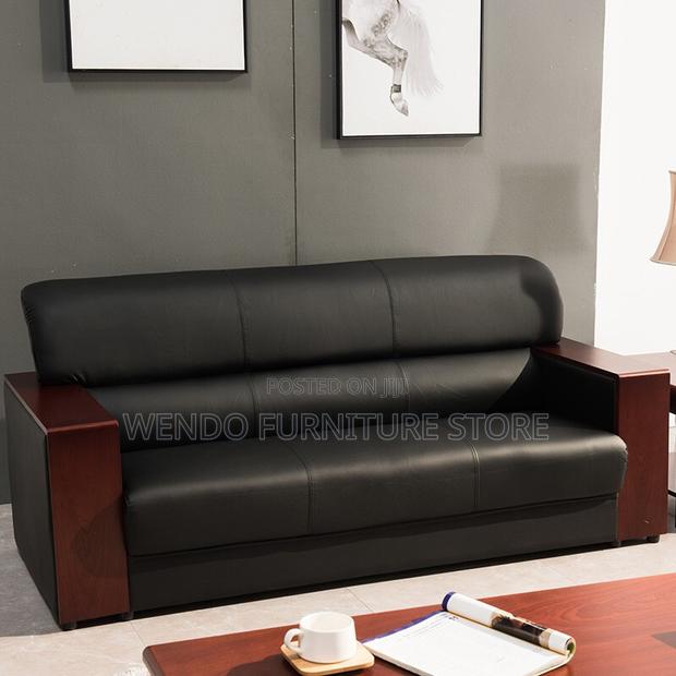 Office Sofa : Black 5-Seater Leather Executive Office Sofa Set - thumbnail 7
