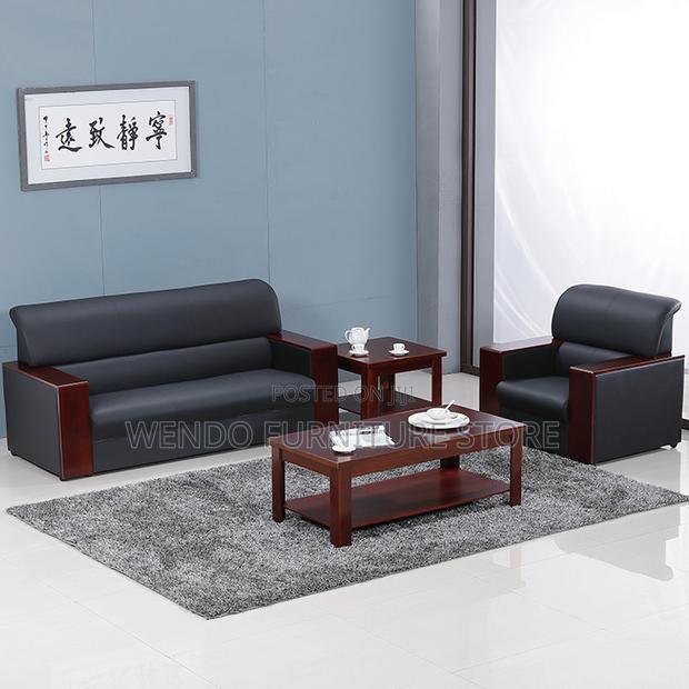 Office Sofa : Black 5-Seater Leather Executive Office Sofa Set - thumbnail 11