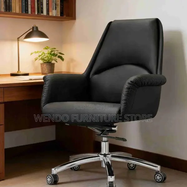Chair : Premium Vegan Leather Sculpted Integrated Armrest Office Chair