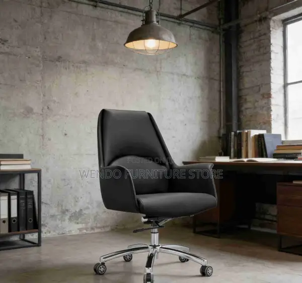 Chair : Premium Vegan Leather Sculpted Integrated Armrest Office Chair