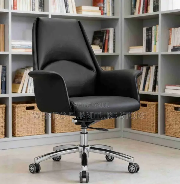Chair : Premium Vegan Leather Sculpted Integrated Armrest Office Chair