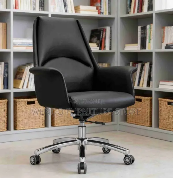Chair : Premium Vegan Leather Sculpted Integrated Armrest Office Chair