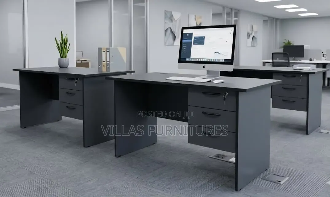Grey Lockable Drawers Desk