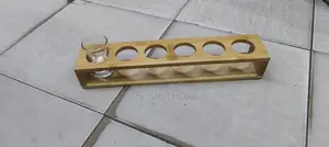 Durable Light Bamboo Shot Glass Holder Ft Six Slots for Serving.