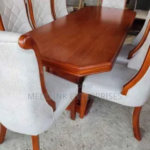 Maine Upholstered Mahogany Dinning Table Set (Wood Mix)
