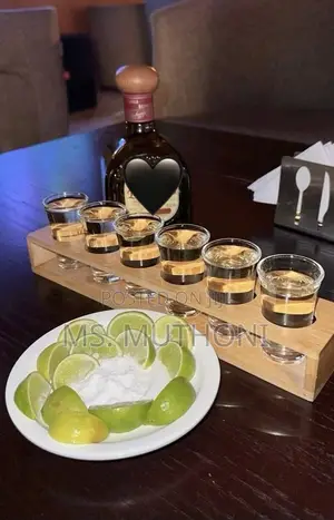 Durable Light Bamboo Shot Glass Holder Ft Six Slots for Serving.
