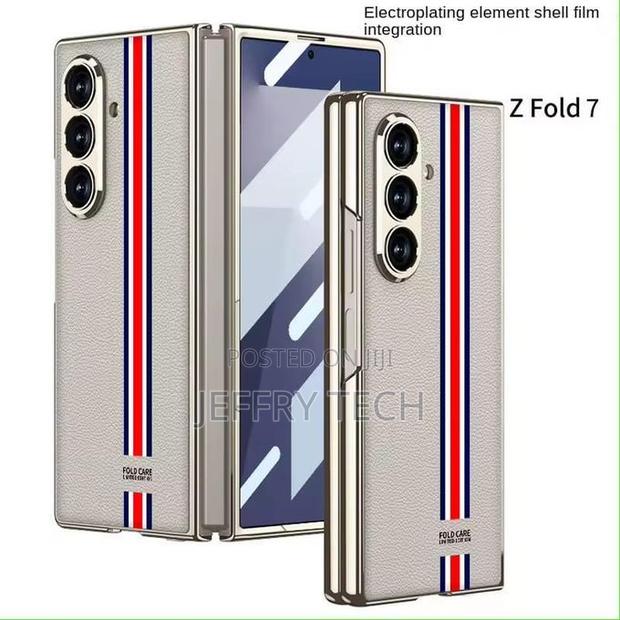 Samsung Galaxy Z Fold 7 Leather Case With Built-in Screen Protector,