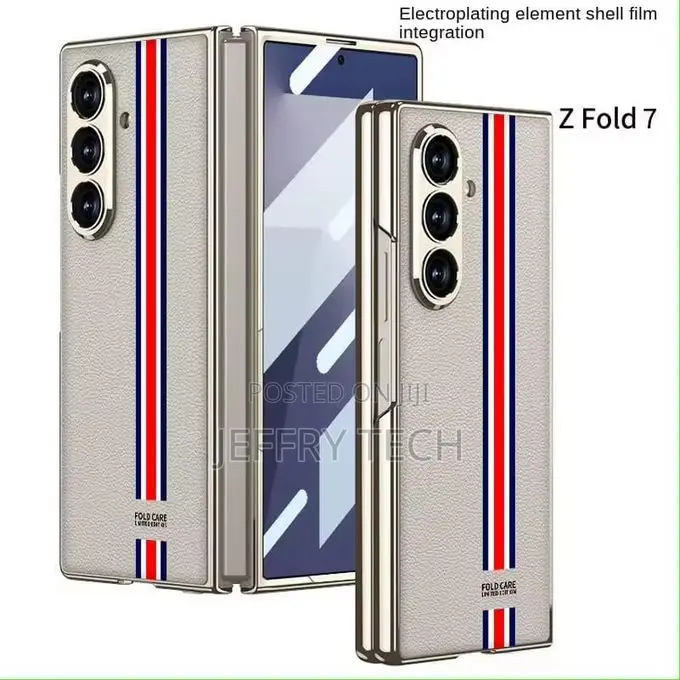 Samsung Galaxy Z Fold 7 Leather Case With Built-in Screen Protector,