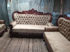 Wood Mix Upholstered Sofa Set Antique