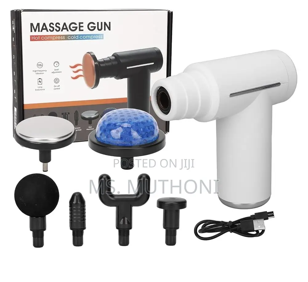 Handheld Massage Gun With Hot Cold Compress Attachments Six Heads