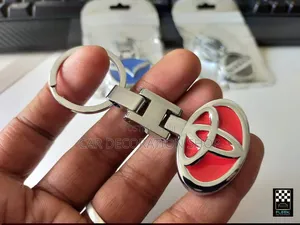 Toyota Polished Chrome Finish Keyring With Red Color Logo Insert