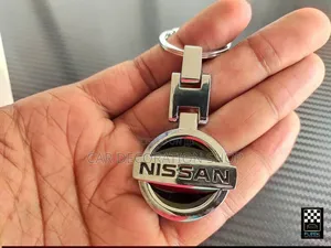 Nissan Branded Metal Keychain Polished Stainles Steel With Black Inlay