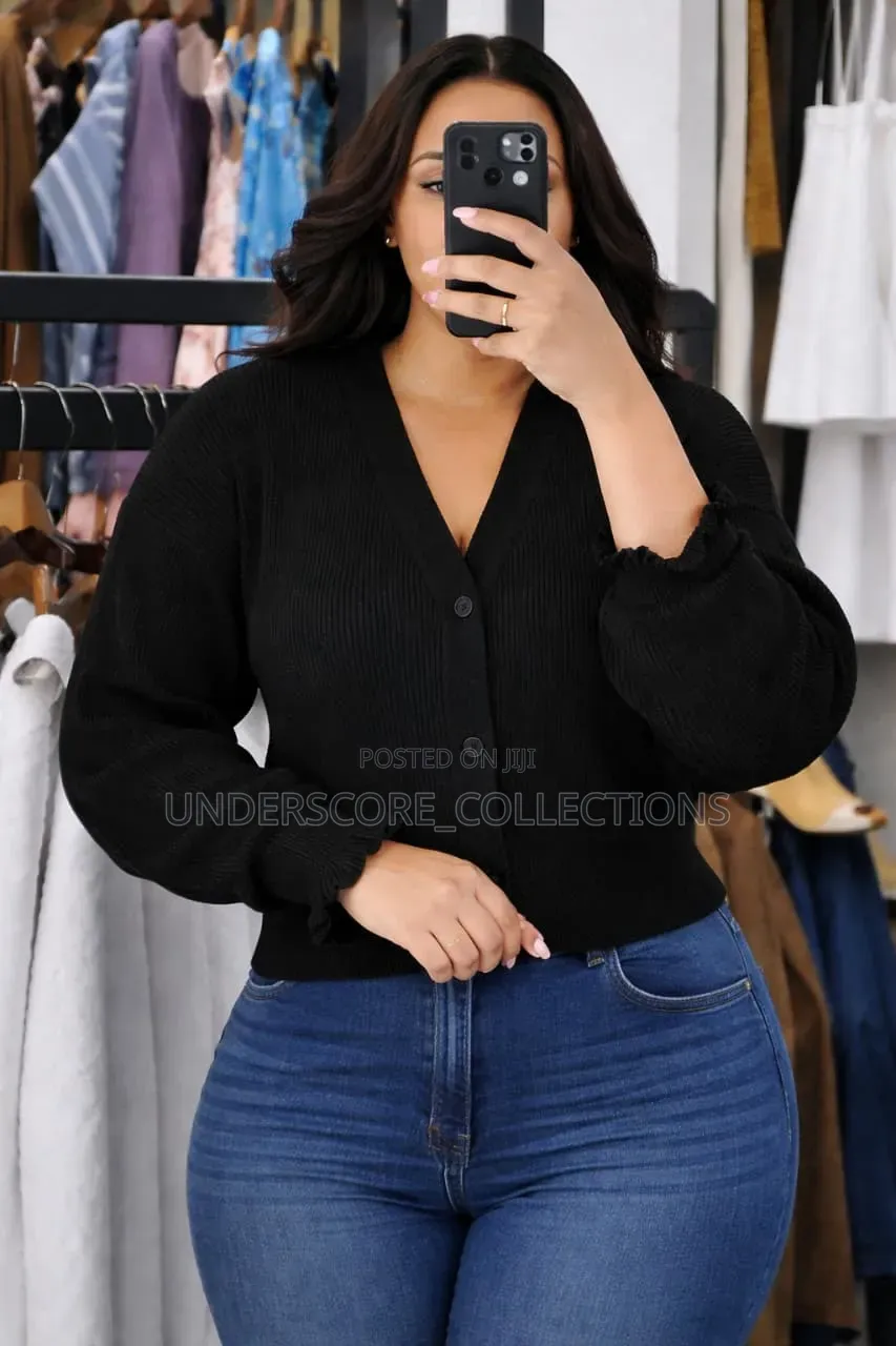 Ladies Free Size Botton Up Plain Sweaters