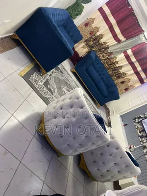 7 Seater Beautiful White and Blue Sofa Couch