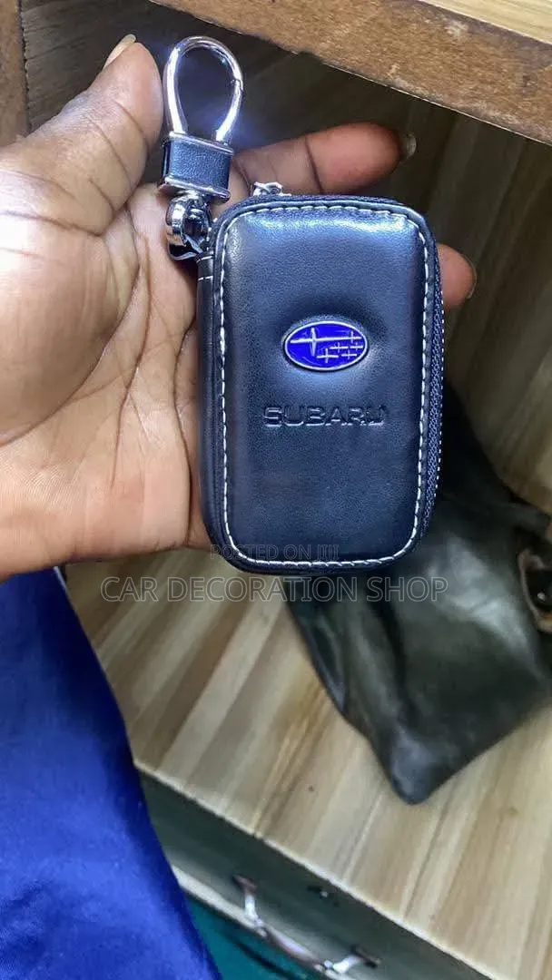 Subaru Leather Key Holder Pouch With Bag/Belt Hook for Attachment