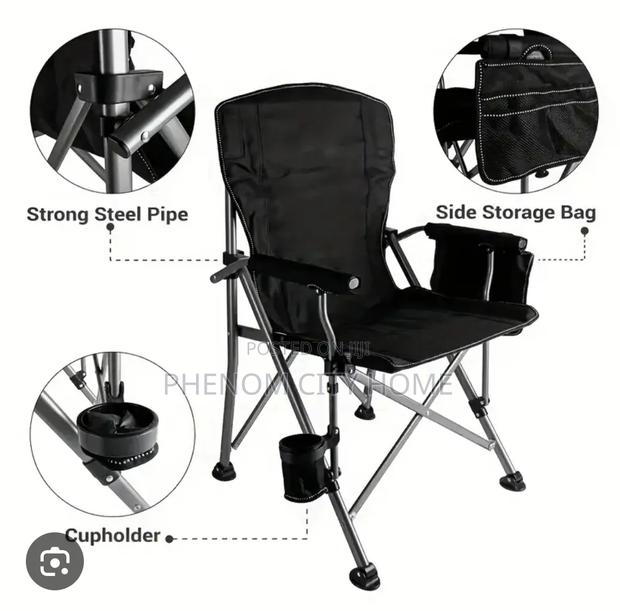 Black Heavy Duty Camping Chair - thumbnail 3