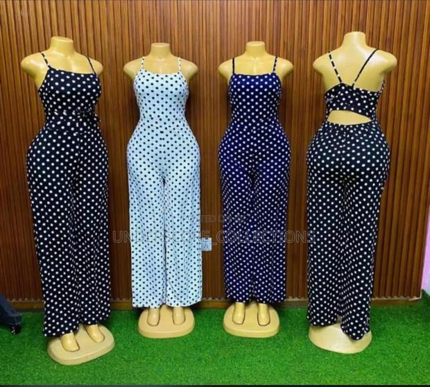 Ladies Bare Back Polka Dot Jumpsuits - main view