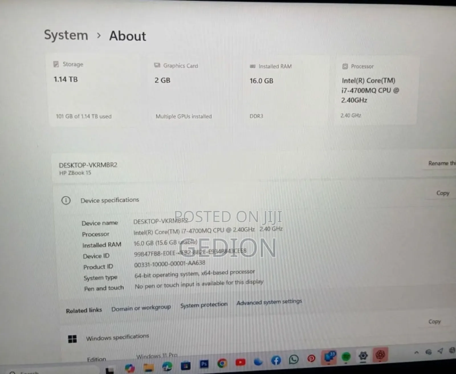 Laptop HP ZBook 15 16GB Intel Core 7 SSD 1.5T