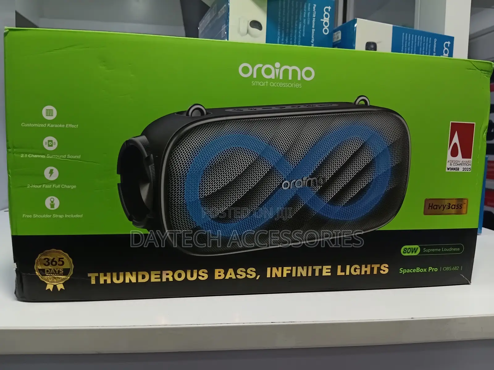 Oraimo Spacebox Pro 80w Karaoke-Support Wireless Speaker - Black